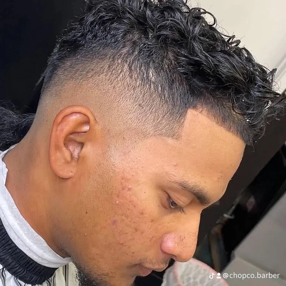 Curly top with skin fade